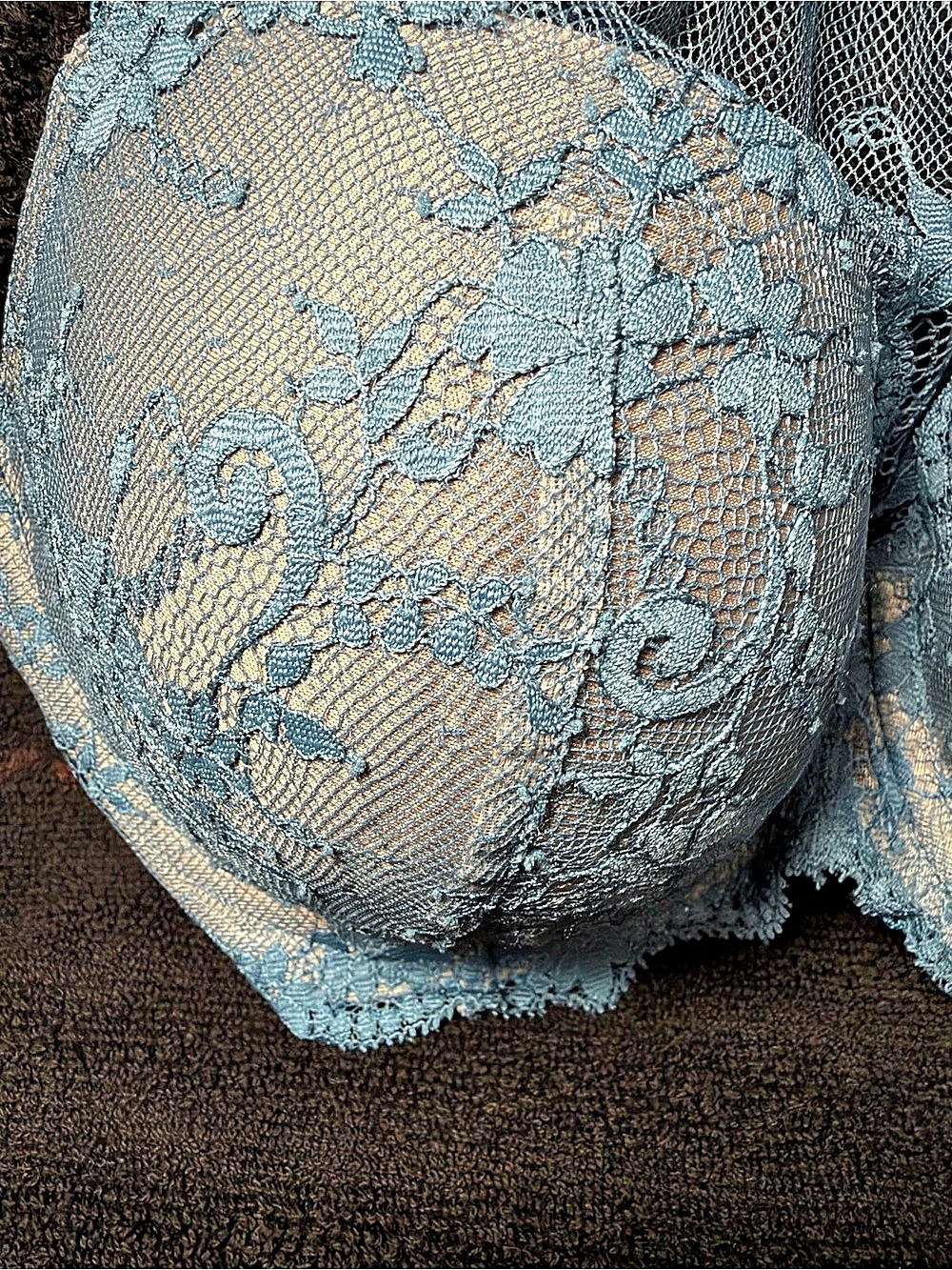 Victoria's Secret Dream Angels High-Neck Lace Bra Blue 34DD/F75 - Picture 5 of 8
